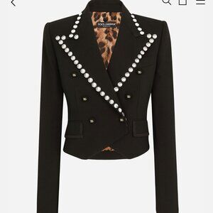 Dolce & Gabbana Wool Spencer-fit jacket with Crystal Piping (Brand New)